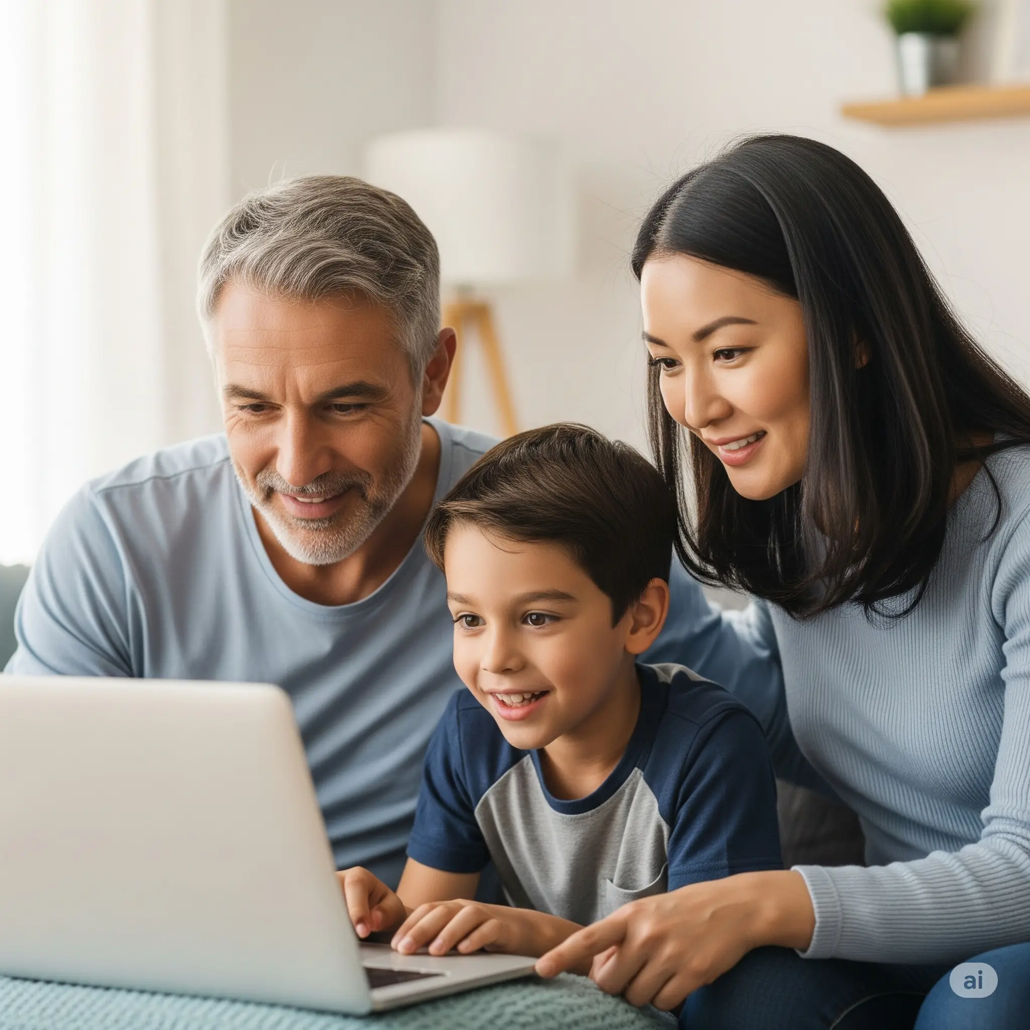 Padres revisando plataforma